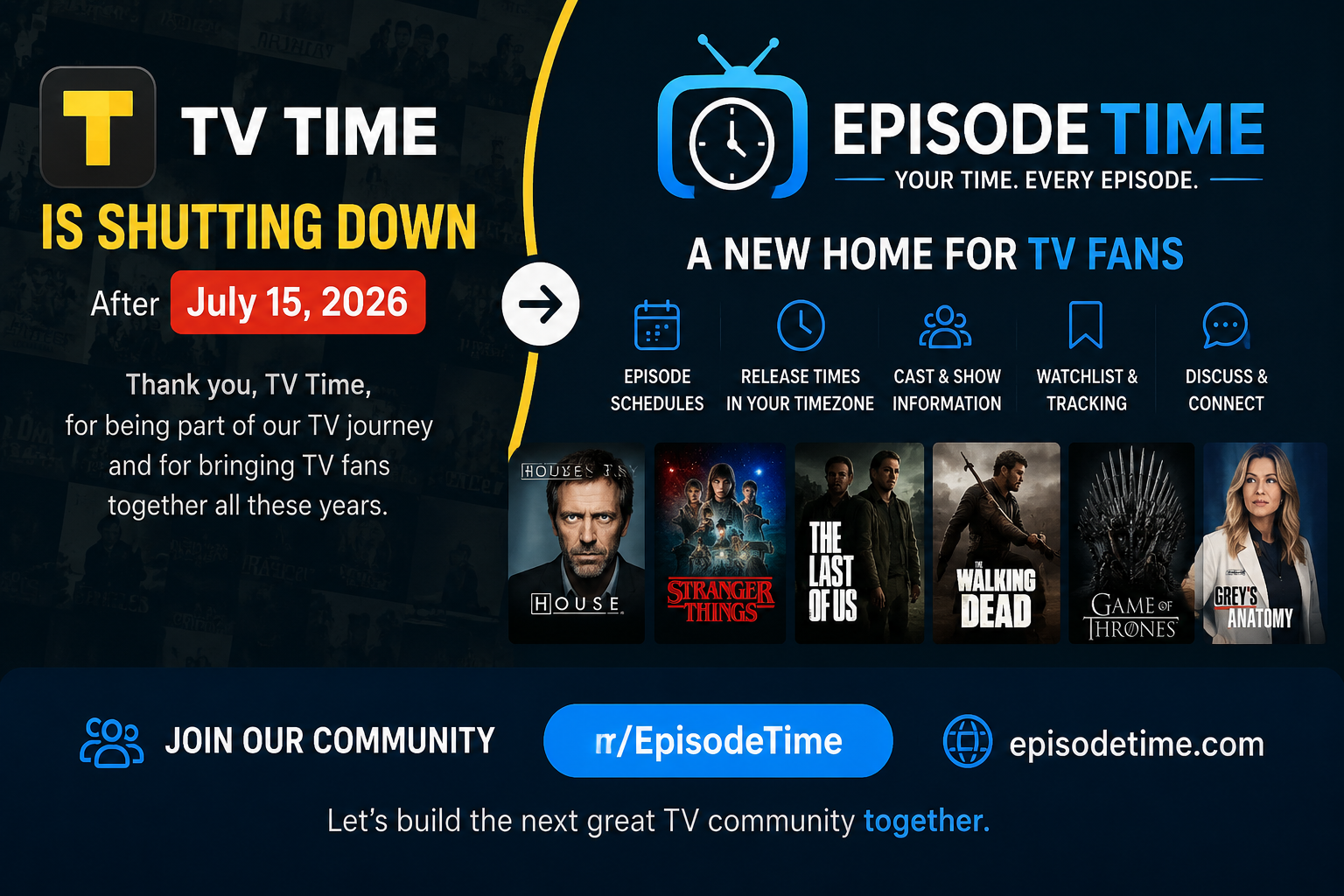 TV Time Is Shutting Down: Discover EpisodeTime for TV Fans